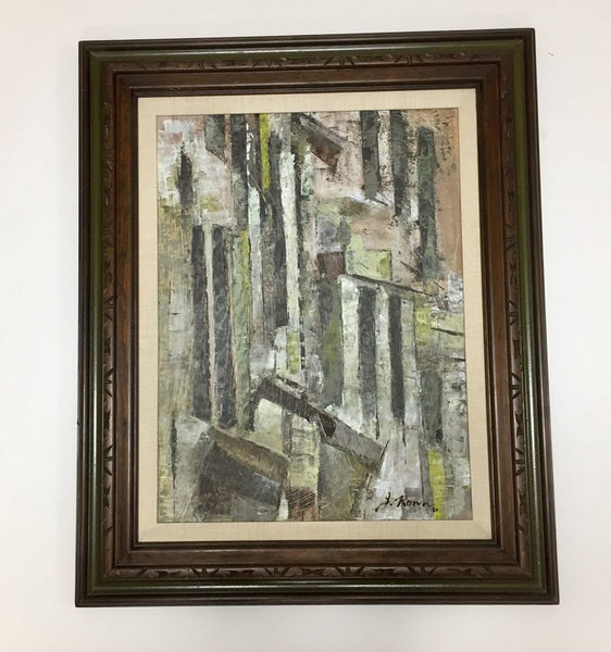 Abstract painting on masonite, signed J. Ronn ’69