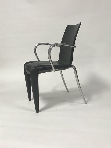 Gray plastic and aluminum Louis XX armchair designed by Philippe Starck