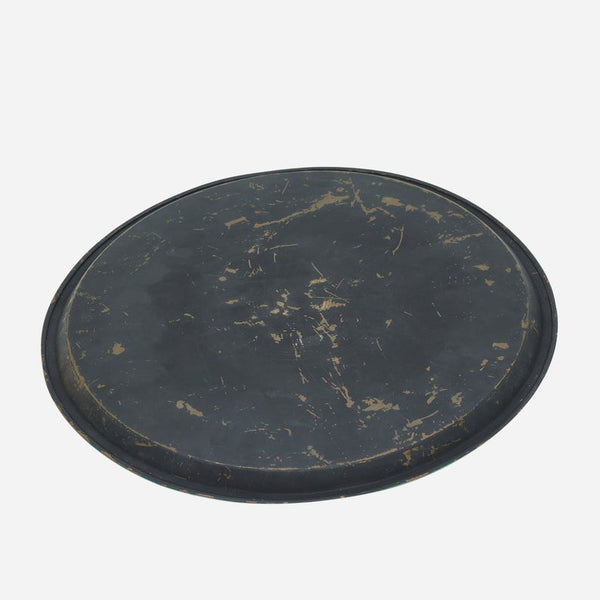Large round vintage faux painted brass tray