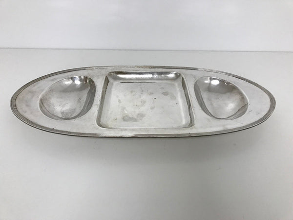 Porter Blanchard silver plated, hand hammered serving tray with ball feet