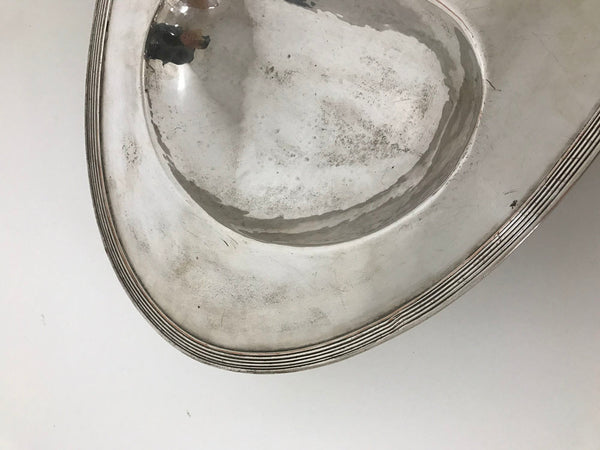 Porter Blanchard silver plated, hand hammered serving tray with ball feet