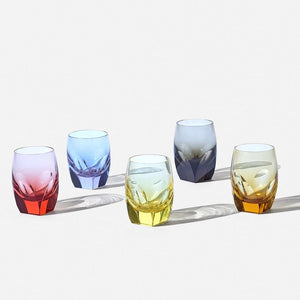 Set of five Moser crystal glasses designed by Rudolf Eschler