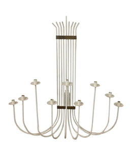 Very large mid century modern white painted wrought iron and brass wall candelabra