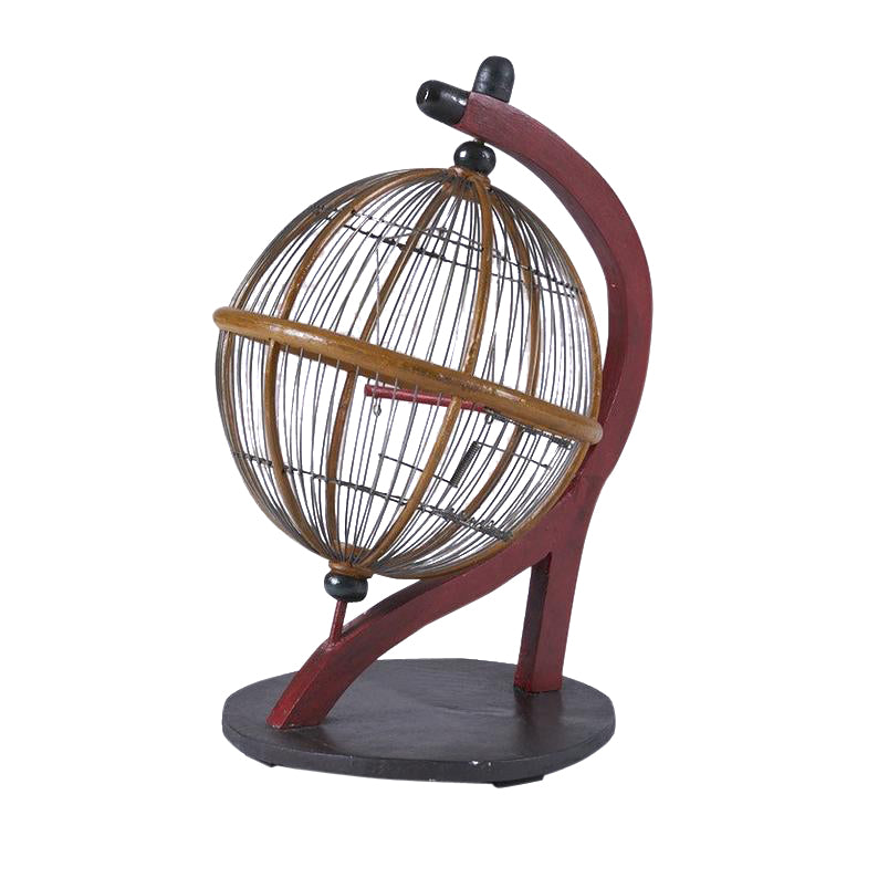 Vintage Bauhaus style wood and wire globe birdcage