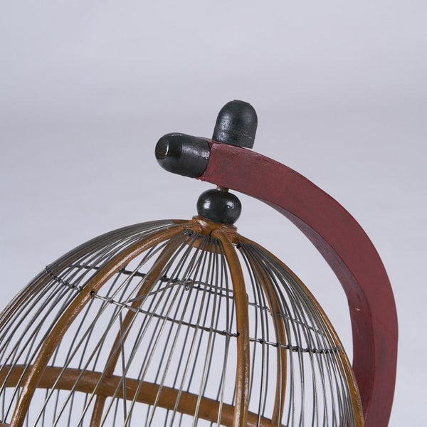 Vintage Bauhaus style wood and wire globe birdcage