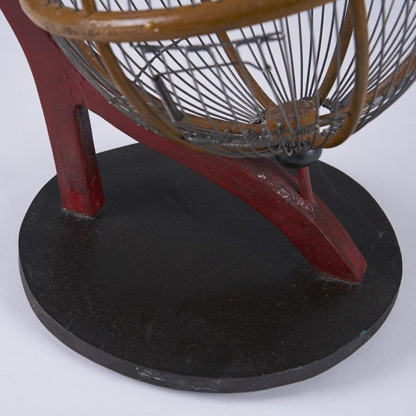 Vintage Bauhaus style wood and wire globe birdcage