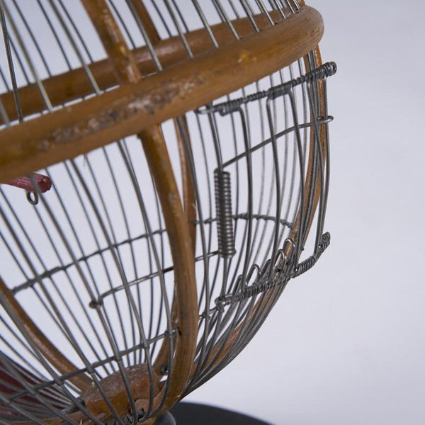 Vintage Bauhaus style wood and wire globe birdcage