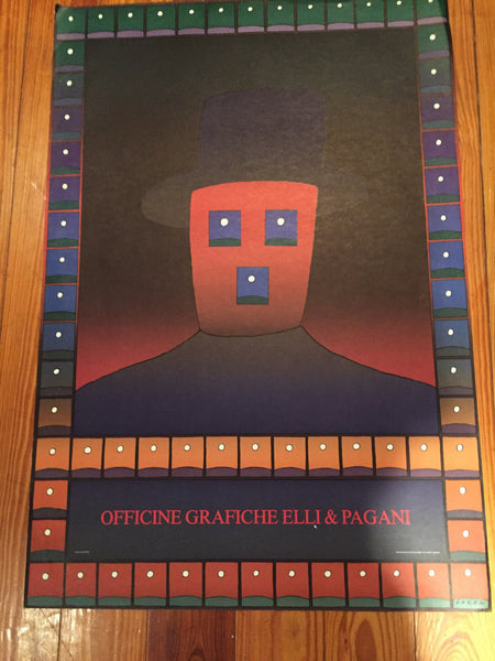 Vintage Folon poster “Officine Grafiche Elli & Pagani” 1978 Alice Editions