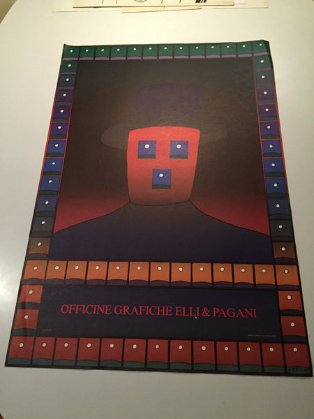 Vintage Folon poster “Officine Grafiche Elli & Pagani” 1978 Alice Editions