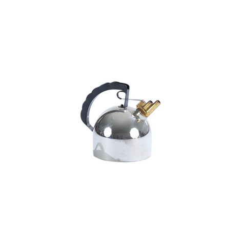 Vintage Post Modern design stainless steel, plastic, and copper tea kettle designed by Richard Sapper for Alessi