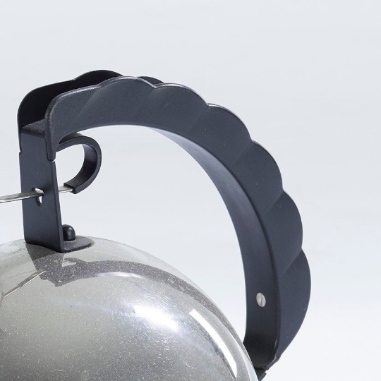 Vintage Post Modern design stainless steel, plastic, and copper tea kettle designed by Richard Sapper for Alessi