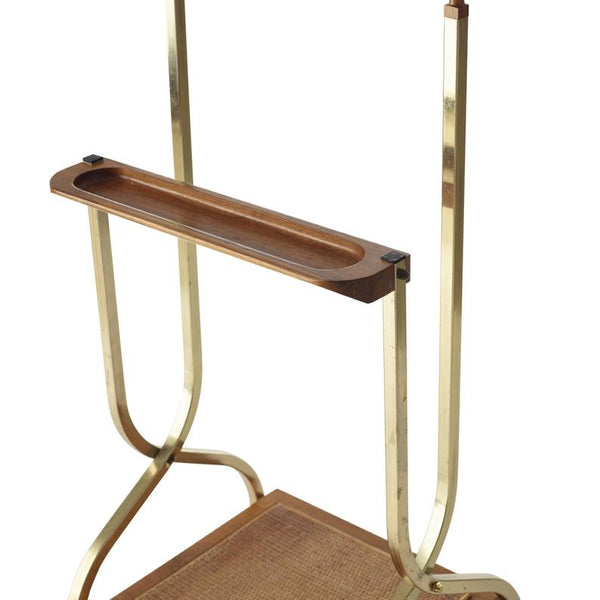 Vintage midcentury modern wood and brass men’s valet
