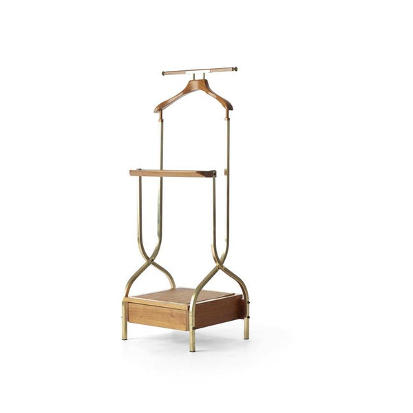 Vintage midcentury modern wood and brass men’s valet