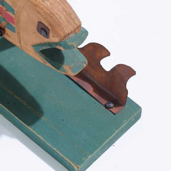 Vintage rustic and whimsical wood and metal fish bookends