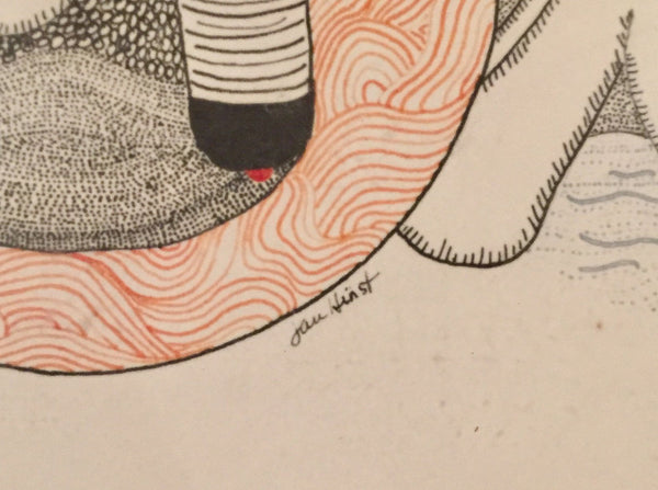 Vintage surreal pen and ink drawing