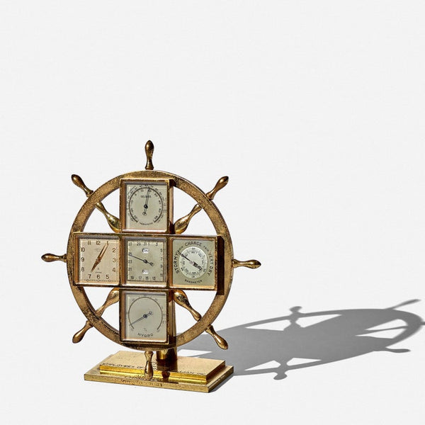 Vintage brass Naveo 8-day 5-dial clock by Angelus