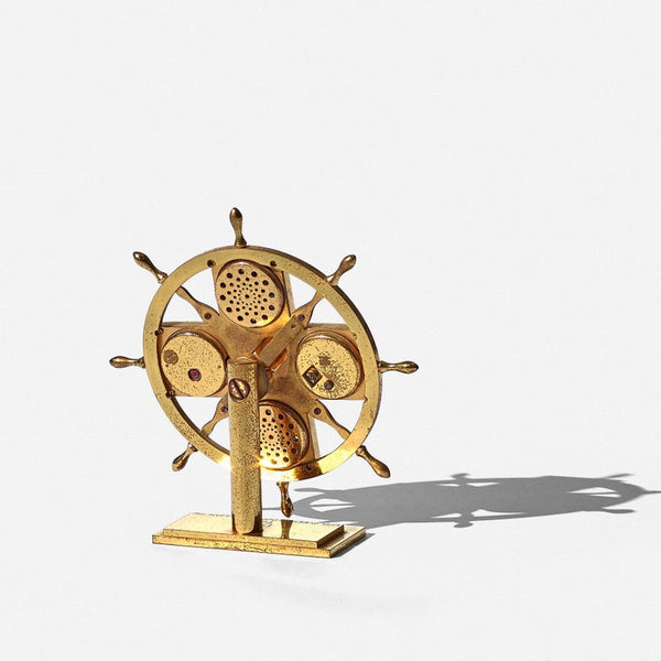 Vintage brass Naveo 8-day 5-dial clock by Angelus