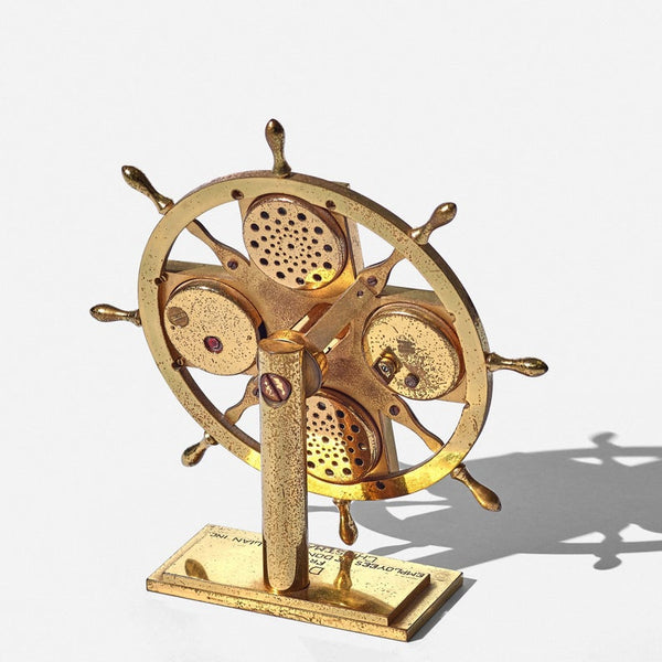 Vintage brass Naveo 8-day 5-dial clock by Angelus