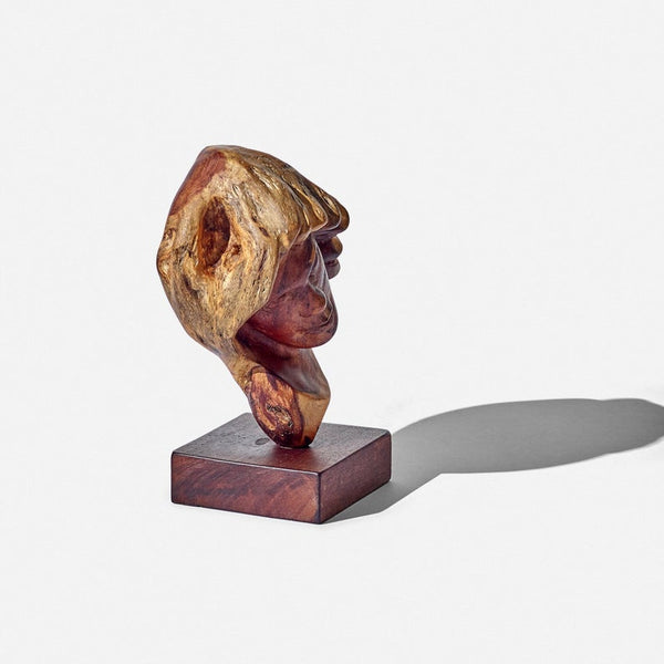 Vintage hand carved wood bust / sculpture signed Aguirre
