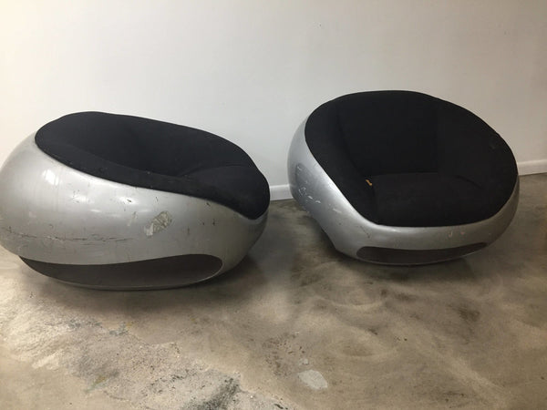 Pair of fiberglass space age orb chairs