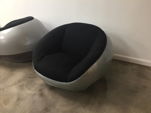 Pair of fiberglass space age orb chairs