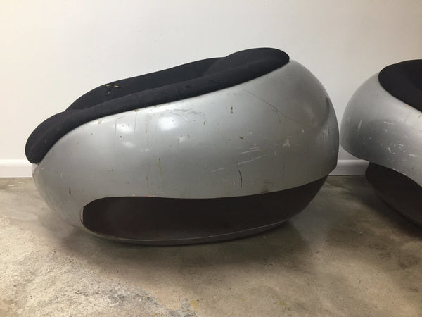 Pair of fiberglass space age orb chairs